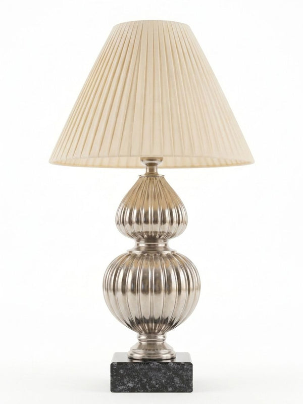 Silver Ribbed Gourd Table Lamp