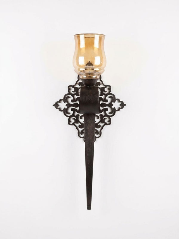 Outdoor Iron Torch Sconce