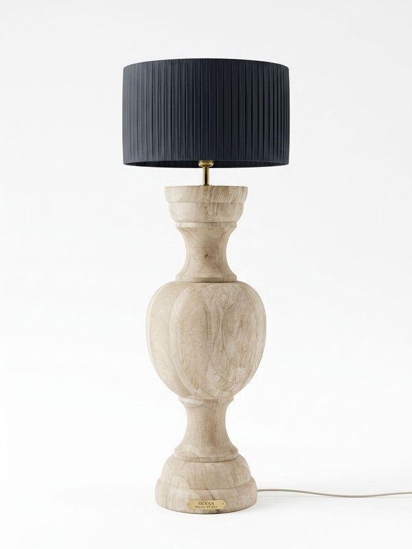 Carved Wood Baluster Floor Lamp