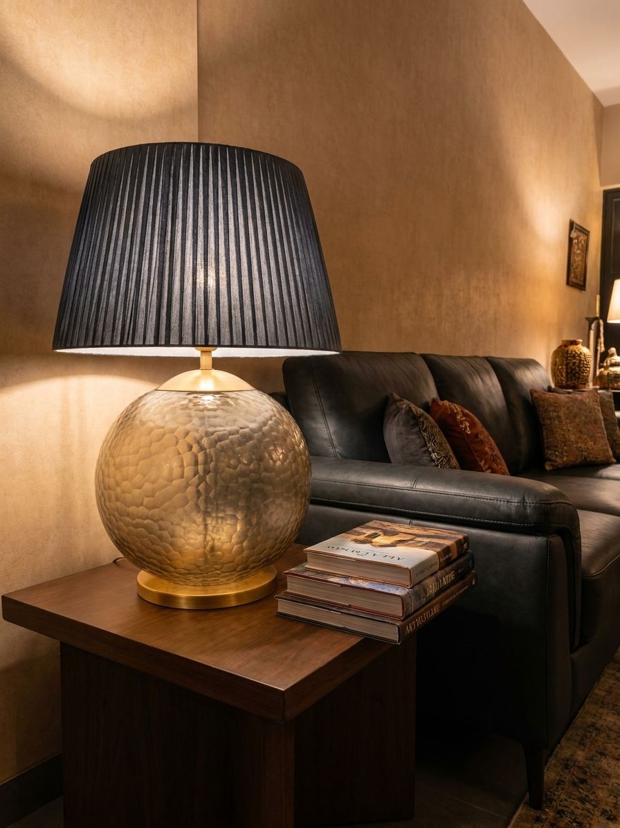Hammered Glass Sphere Table Lamp