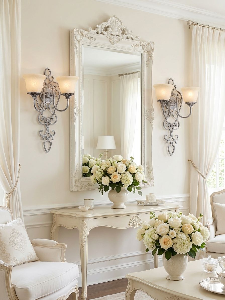 Distressed Scroll Frosted Sconce