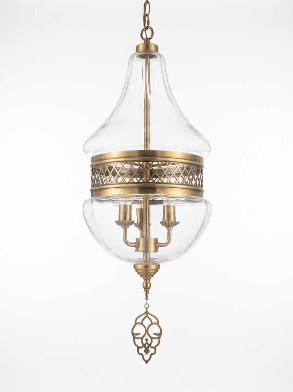 Pera Brass and Glass Lantern Pendant