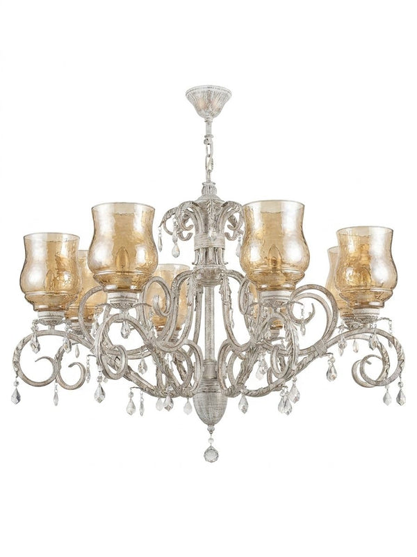 Amber Prism Glass & Crystal Chandelier