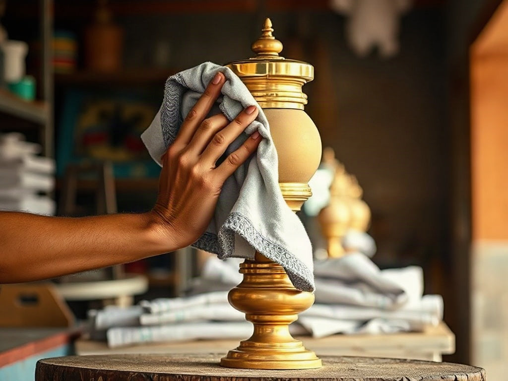 Polishing a brass light fixture — Delhi Brass