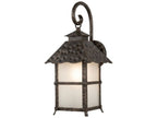 Pagoda Outdoor Wall Lantern, a iron and glass wall light, studio photograph on a white background