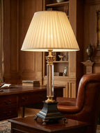 Crystal Column Corinthian Table Lamp table lamp styled in formal living, lights on