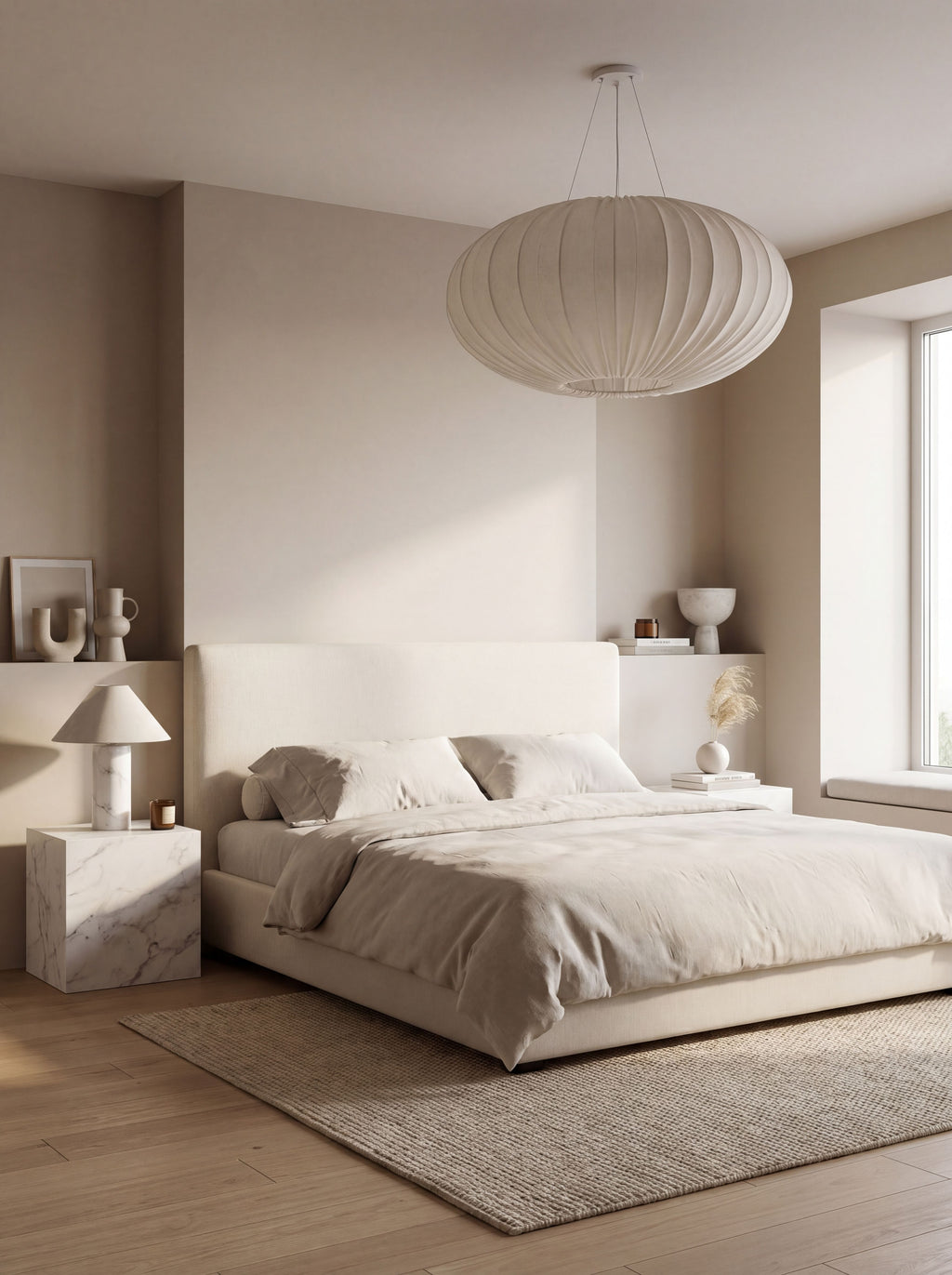 Pleated Pendant chandelier in formal living, daylight