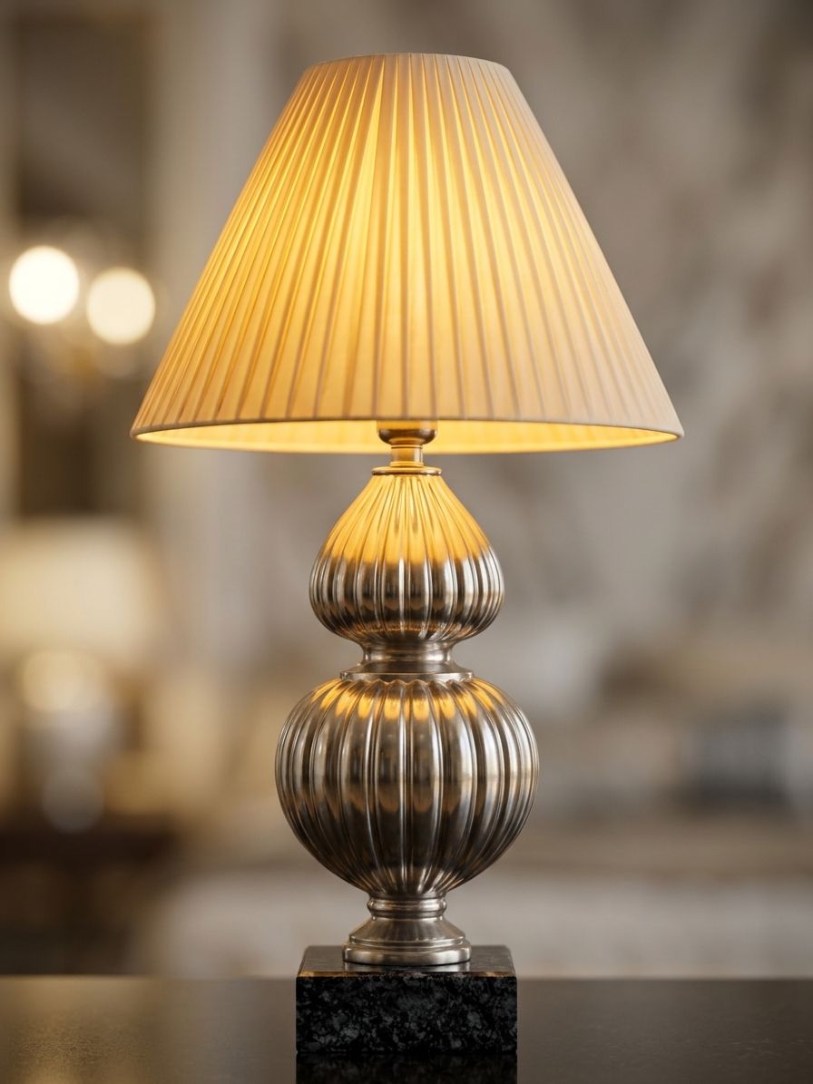 Silver Ribbed Gourd Table Lamp table lamp — feature view