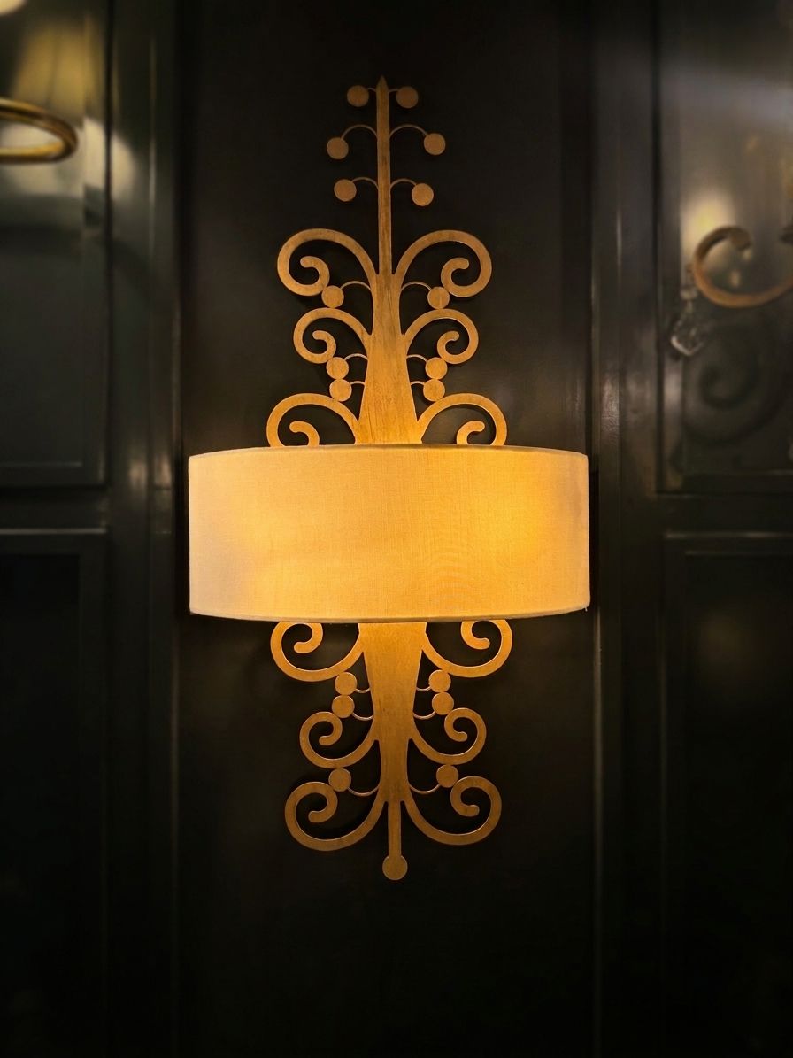 Scrollwork Drum Accent Sconce wall light — feature view