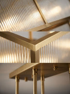 Close-up of the antique detailing on the Brass Lattice chandelier