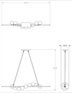 Vela Brass Globe Chandelier dimension drawing