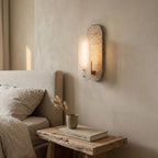 Ellisse travertine and alabaster wall light detail