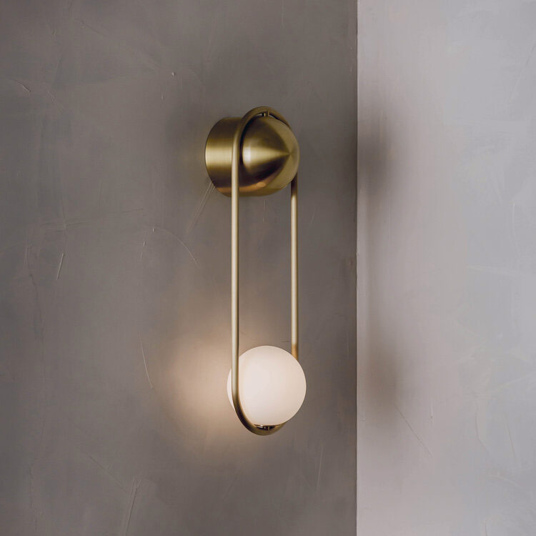 Offset Globe Brass Wall Light