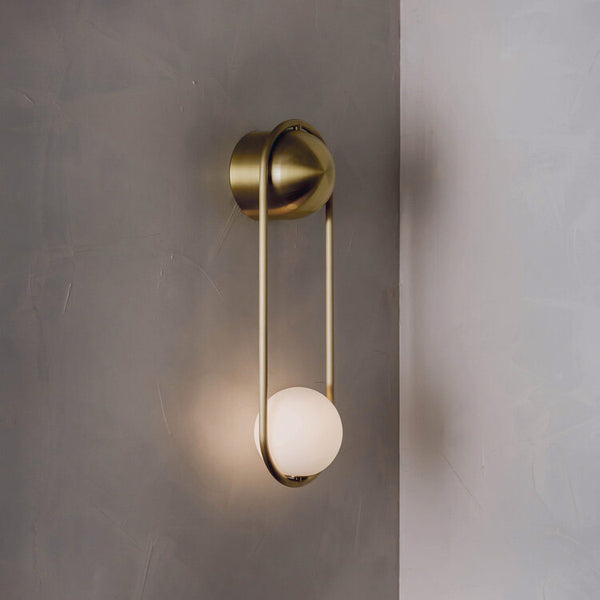 Offset Globe Brass Wall Light