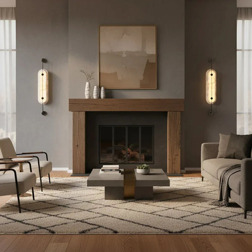 Alabaster Spine Wall Light illuminated
