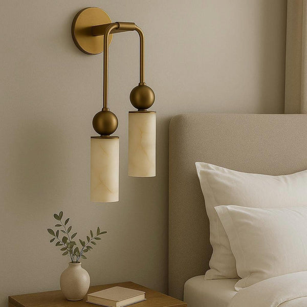 Twin Alabaster Drop Wall Light