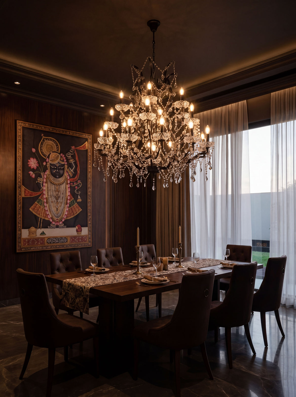 Noir Crystal Cascade chandelier