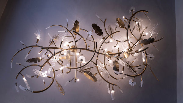 Brass Leaf & Butterfly Wall Sculpture