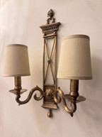 Directoire Double Wall Light three-quarter view showing the scroll arms projecting from the wall