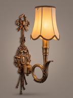Chasse Cast Brass Single Wall Light, lit