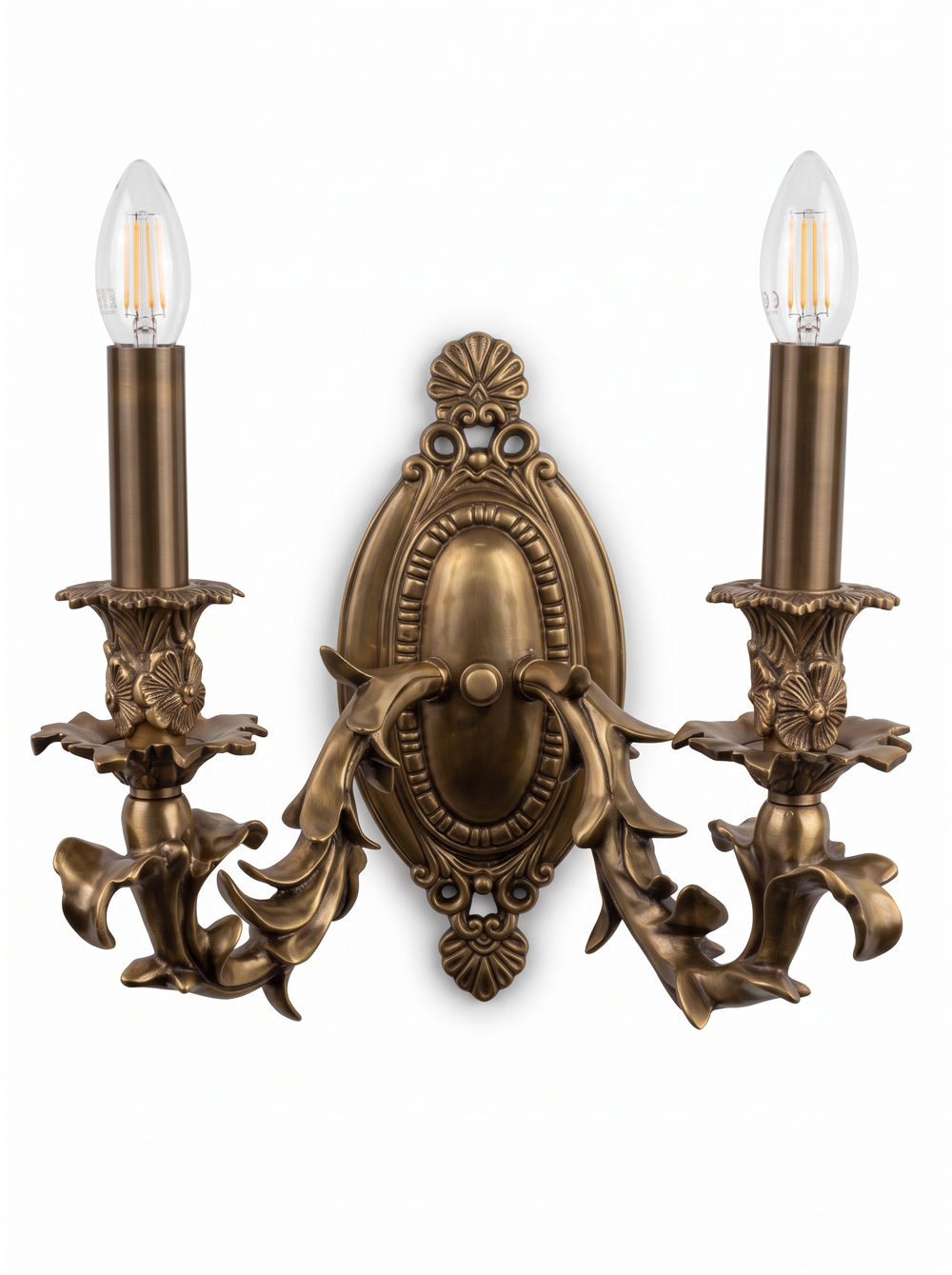 Feuillage Cast Brass Double Wall Light, front