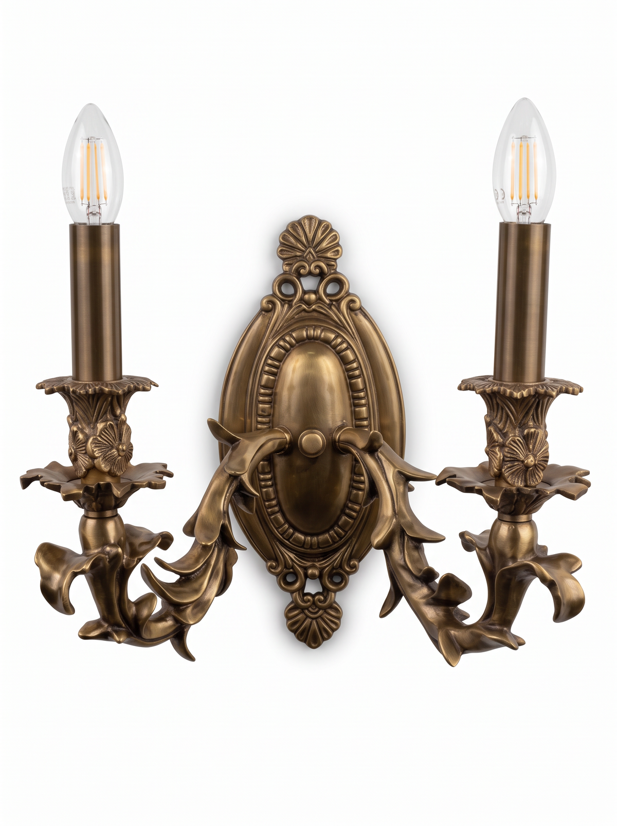 Feuillage Cast Brass Double Wall Light, front