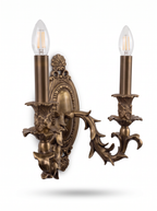 Feuillage Cast Brass Double Wall Light, three-quarter view