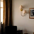 Directional Linen Double Wall Light in antique brass
