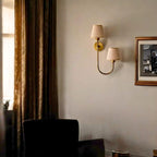 Directional Linen Double Wall Light in antique brass