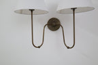 Double Arm Linen Brass Wall Light alternate view