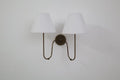 Double Arm Linen Brass Wall Light