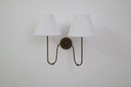 Double Arm Linen Brass Wall Light