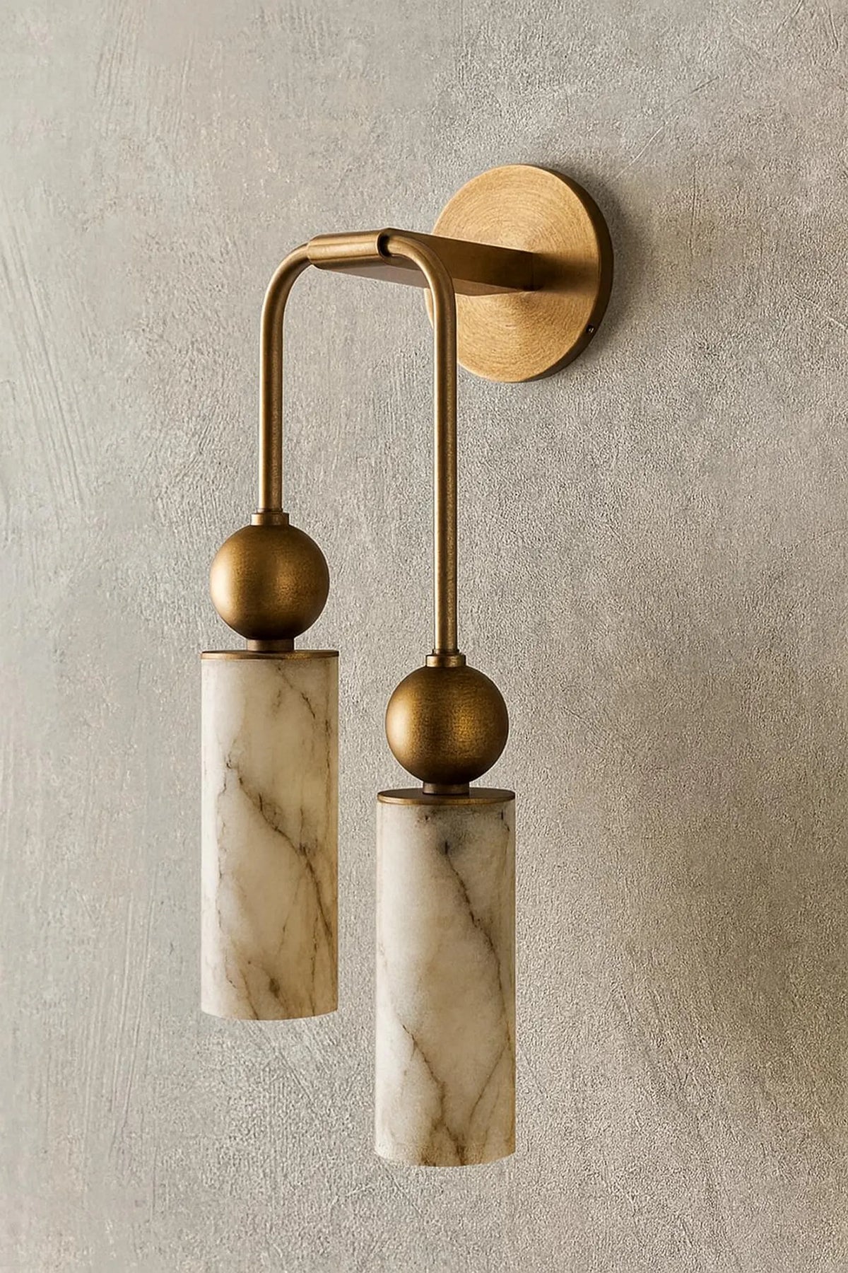 Twin Alabaster Drop Wall Light