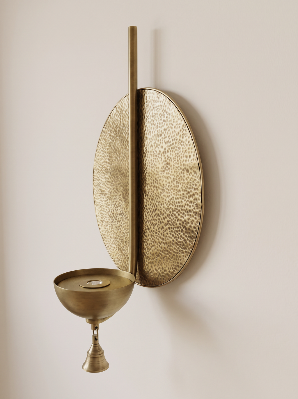 Prabha Halo Wall Light three-quarter view, showing the disc standing off the wall and the projecting bowl