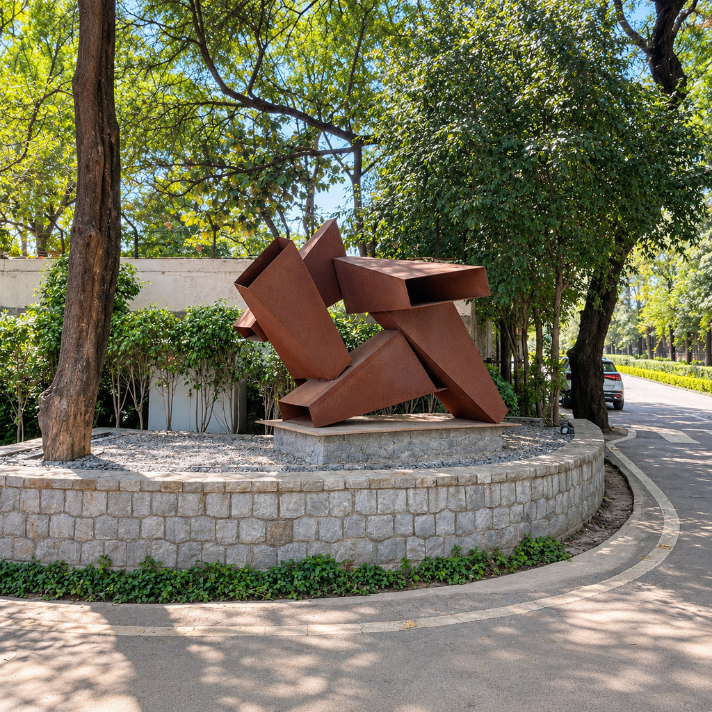 Intersecting plane sculpture in the Westend Greens landscape