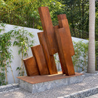 Overlapping upright metal planes sculpture at Westend Greens, side view