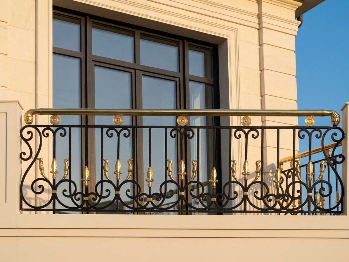 Brass & iron balcony railing